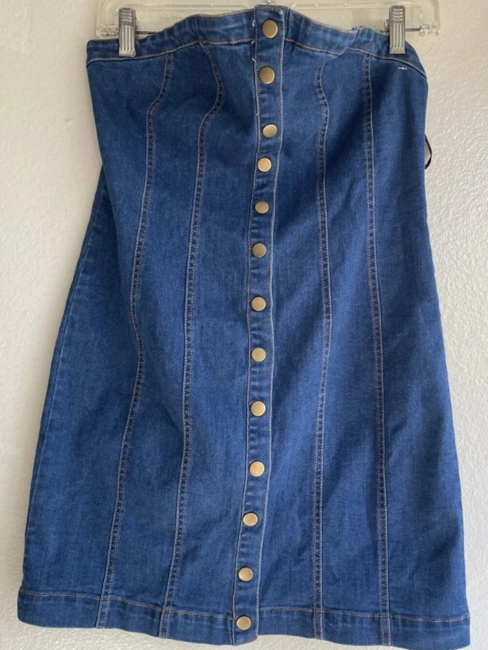 sans souci strapless denim top button shirt Women’s Sz L NWT